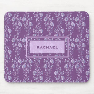 Mousepad Monograma Floral bonito Roxo e Lilac Bonito