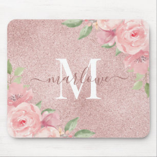 Mousepad Monograma Floral Cor-de-Lobra Cor-de-Leve Dourada