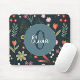 Mousepad Monograma Floral Elegante e Moderno