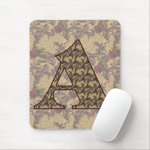 Mousepad Monograma Floral Inicial A Elegante