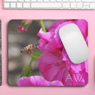 Mousepad Monograma Floral Rosa Polinizante