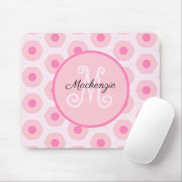 Mousepad Monograma Geométrico de Pontos Rosa Modernos