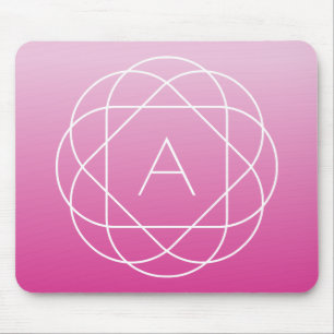 Mousepad Monograma Geométrico Floral   Tons de Rosa Ombre