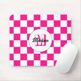 Mousepad Monograma geométrico retrógrado branco-rosa-quente