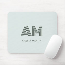 Mousepad Monograma Geométrico Verde Sálvia Minimalista Pers