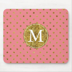 Mousepad Monograma Glam e cor-de-rosa Dourado chique dos