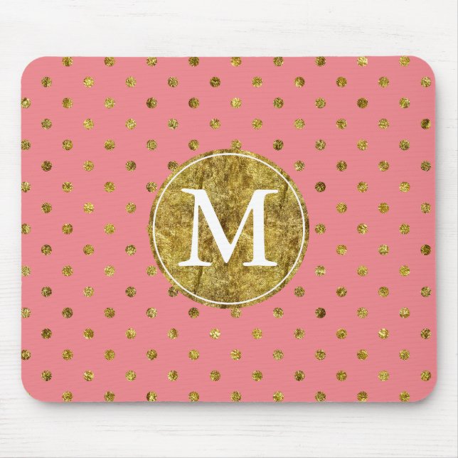 Mousepad Monograma Glam e cor-de-rosa Dourado chique dos (Frente)