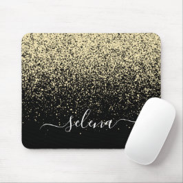 Mousepad Monograma Glitter Menina Dourado Preto