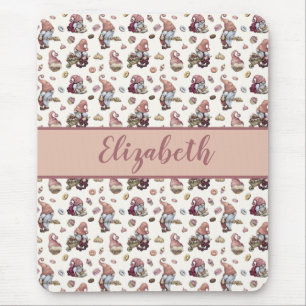 Mousepad Monograma Gnomos Baking Cupcakes Rosquinha Script