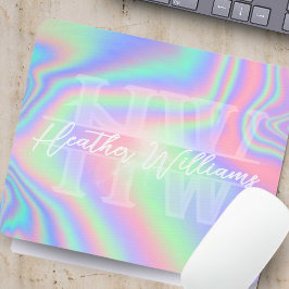 Mousepad Monograma Holograma Iridescente Inicial
