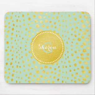 Mousepad Monograma impresso em chita com purpurina dourada