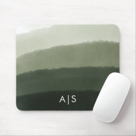 Mousepad Monograma Inicial Aquarela Jungle Verde Ombre