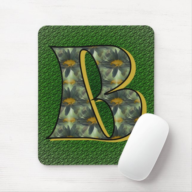 Mousepad Monograma Inicial B Margaridas Arte Floral (Com mouse)