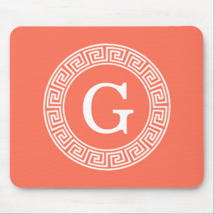 Mousepad Monograma Inicial da Linha Chave Grego Branco Cora