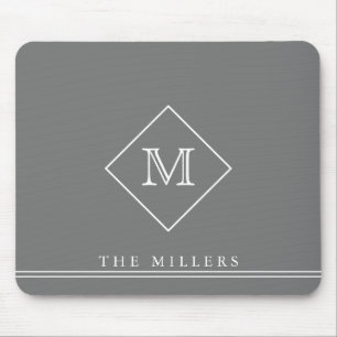 Mousepad Monograma inicial de diamante, Cinzas personalizad