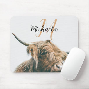 Mousepad Monograma inicial do retrato das vacas altas