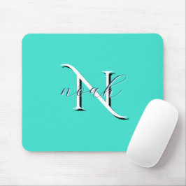 Mousepad Monograma Inicial e Nome Personalizado em Turquesa