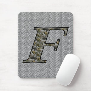 Mousepad Monograma Inicial F Hortênsia Floral