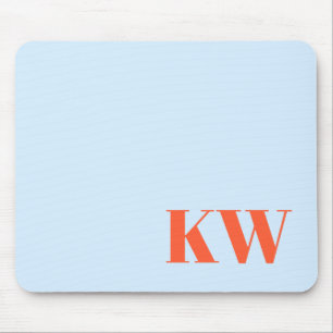 Mousepad Monograma Inicial Laranja Azul Moderno Personaliza