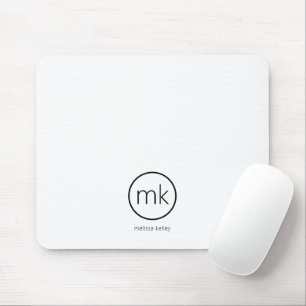 Mousepad Monograma Inicial Mínimo Profissional Limpo Branco