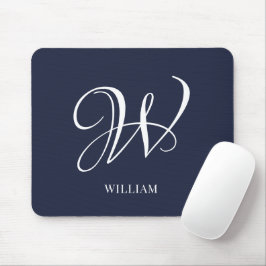Mousepad Monograma inicial personalizado de Marinho azul El
