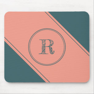 Mousepad Monograma inicial personalizado em círculo duplo