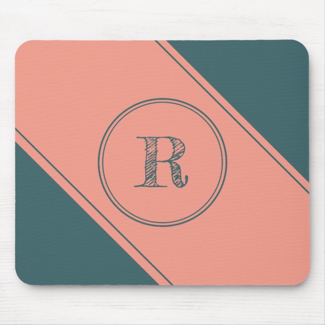 Mousepad Monograma inicial personalizado em círculo duplo g (Frente)