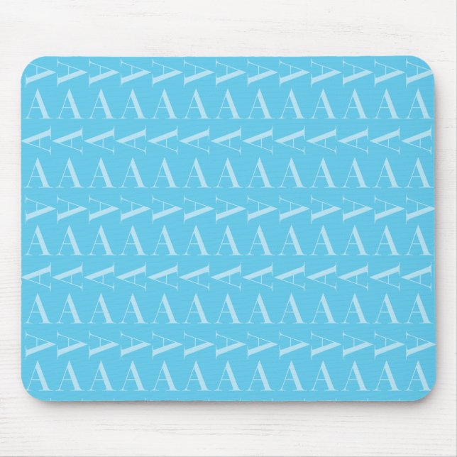 Mousepad Monograma - Letra Inicial A, Azul Aqua (Frente)