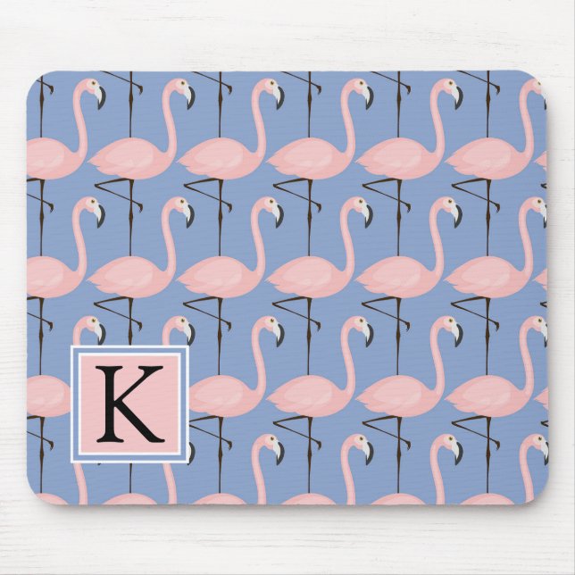 Mousepad Monograma macio do teste padrão | do flamingo (Frente)