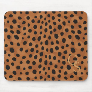 Mousepad Monograma marrom chique do impressão da chita