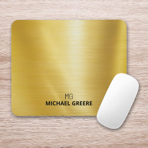 Mousepad Monograma Metálico Dourado