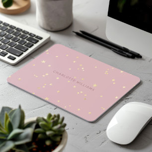 Mousepad Monograma Minimalista de Estrelas Douradas do Céu