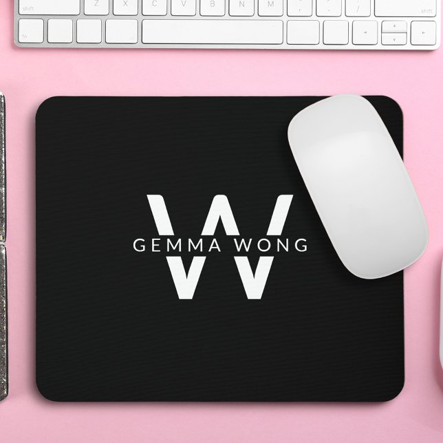 Mousepad Monograma Minimalista Moderno Inicial (Criador carregado)