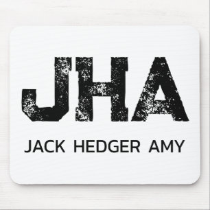MOUSEPAD MONOGRAMA MINIMALISTA PRETO DE TRÊS LETRAS NOME BR
