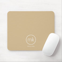 Mousepad Monograma mínimo bege neutro inicial e branco