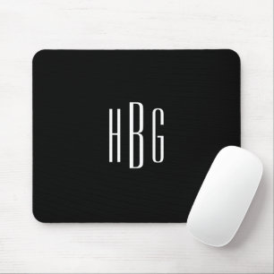 Mousepad Monograma mínimo branco preto inicial