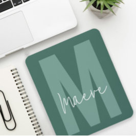 Mousepad Monograma mínimo moderno com imagem verde