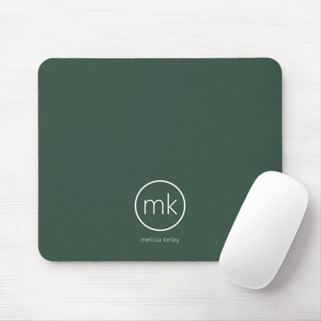 Mousepad Monograma Mínimo Profissional Verde Floresta Inici (Com mouse)