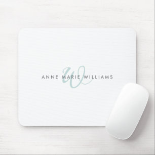 Mousepad Monograma Modern Script Verde Teal