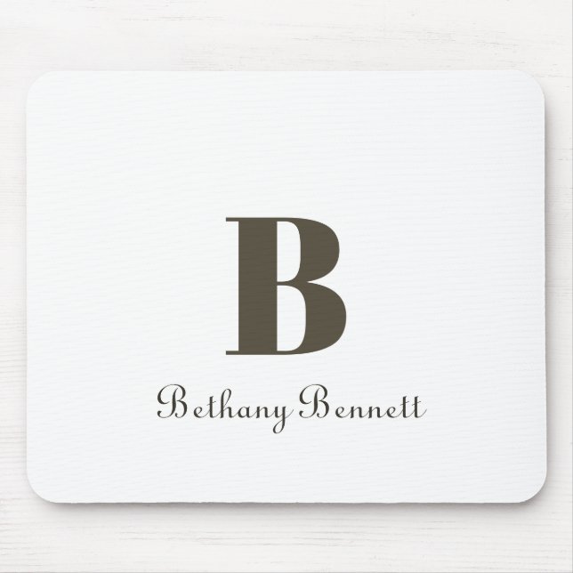 Mousepad Monograma Moderno Branco (Frente)