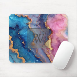 Mousepad Monograma Moderno de Abstrato Dourado Inicial