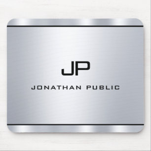 Mousepad Monograma Moderno de Expressão Metálica Elegante