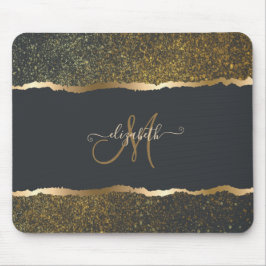 Mousepad Monograma Moderno Elegante com Toque Dourado