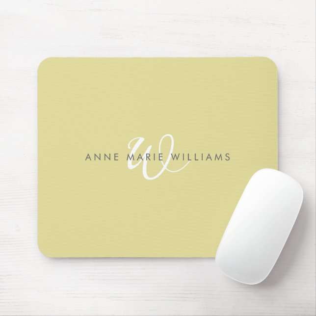 Mousepad Monograma moderno em branco com escrita em Chartre (Com mouse)