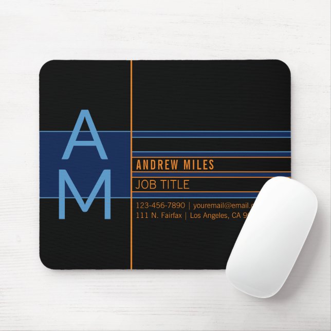 Mousepad Monograma Moderno & Formas e Cores Editáveis (Com mouse)