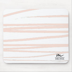 Mousepad Monograma Moderno - Linhas Rosa Escuras Abstrato