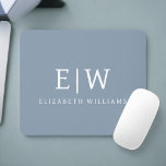 Mousepad Monograma Moderno Minimalista Dusty Blue Elegante<br><div class="desc">Apresentando nossa Coleção Elegante de Monograma Moderno Minimalista e Dusty: Eleve seu estilo com sofisticação e charme de eterno subestimados. Nossa coleção apresenta designs minimalistas em uma matiz azul suja, aperfeiçoada com monogramas elegantes adaptados ao seu gosto pessoal. De papelaria refinada a acessórios versáteis, cada peça da nossa coleção é...</div>