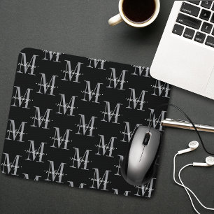Mousepad Monograma Moderno Minimalista Preto Branco