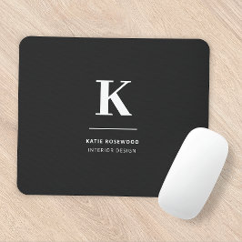 Mousepad Monograma Moderno Mínimo Preto e Branco