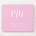 Mousepad Monograma Moderno Rosa Iniciais de Funcionários Ne<br><div class="desc">Mousepads personalizados de funcionários profissionais no local de trabalho. Esses mouspads de designer estão disponíveis para empresas em mente e estão disponíveis em várias cores.</div>